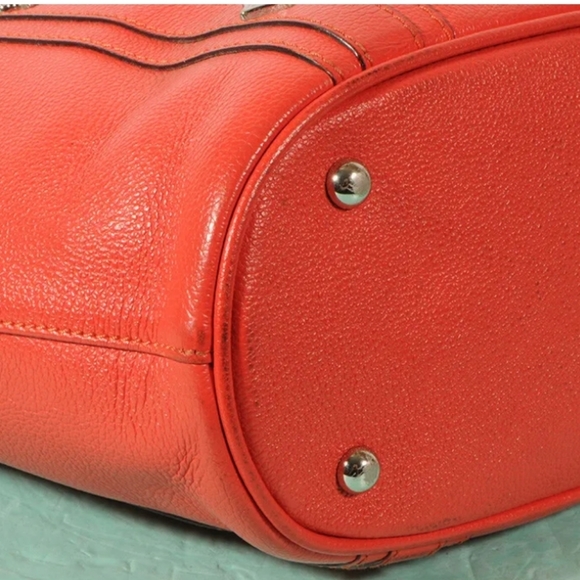 MCM Visetos Salmon Leather Studded Tote Bag + Dust Bag - Picture 10 of 16